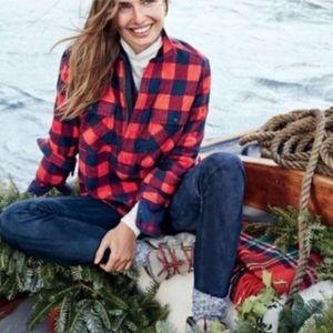 J. Crew Buffalo Plaid Shacket Wool Blend Popover Size M NWT $118 Style H3058